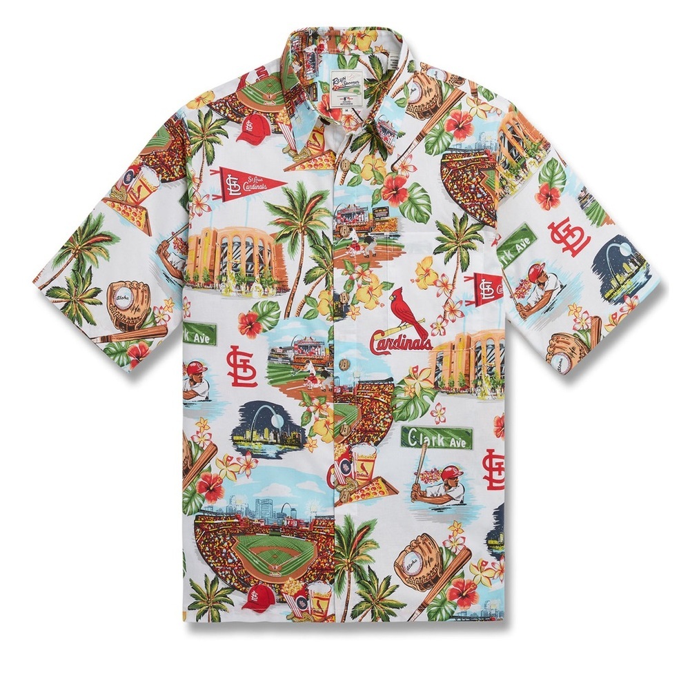 NWT Reyn Spooner St. Louis Cardinals Large Scenic Multicolor Baseball Hawaii
